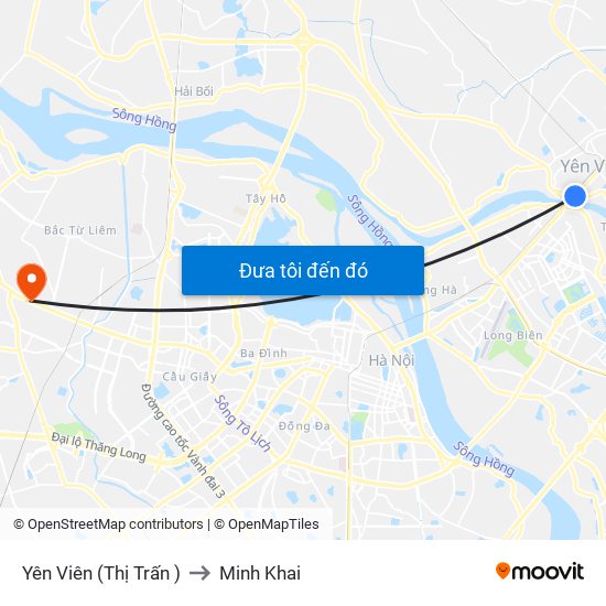 Yên Viên (Thị Trấn ) to Minh Khai map