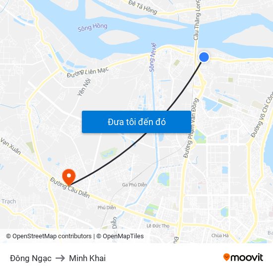 Đông Ngạc to Minh Khai map