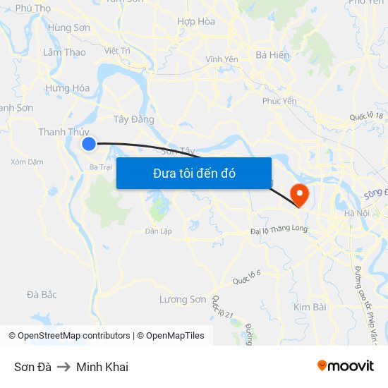 Sơn Đà to Minh Khai map