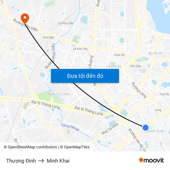 Thượng Đình to Minh Khai map