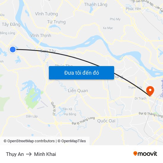Thụy An to Minh Khai map