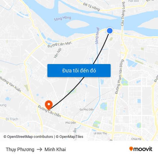 Thụy Phương to Minh Khai map