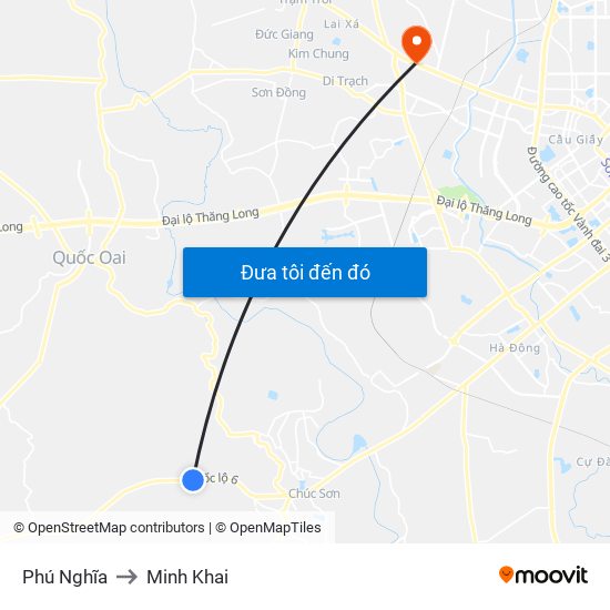 Phú Nghĩa to Minh Khai map