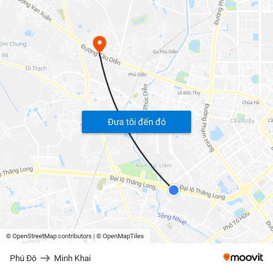 Phú Đô to Minh Khai map