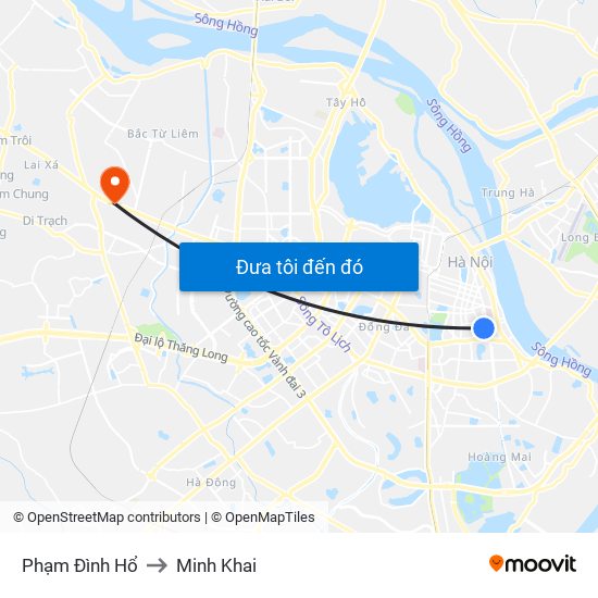 Phạm Đình Hổ to Minh Khai map