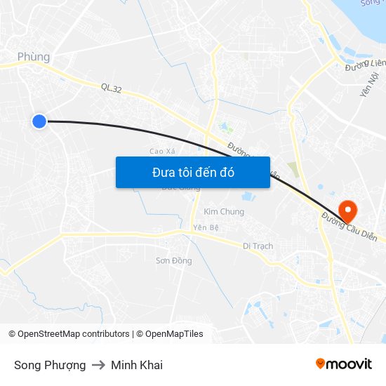 Song Phượng to Minh Khai map