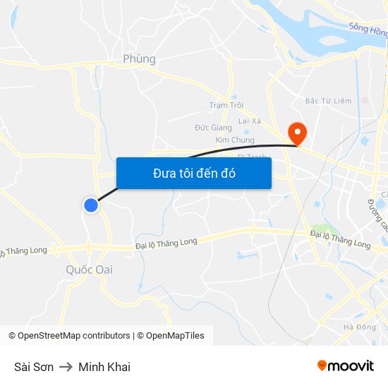 Sài Sơn to Minh Khai map