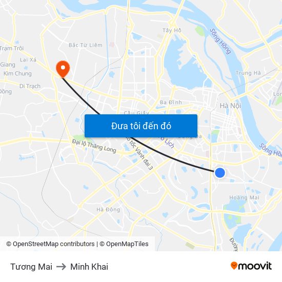 Tương Mai to Minh Khai map