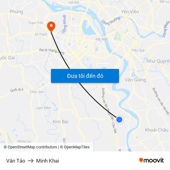 Vân Tảo to Minh Khai map