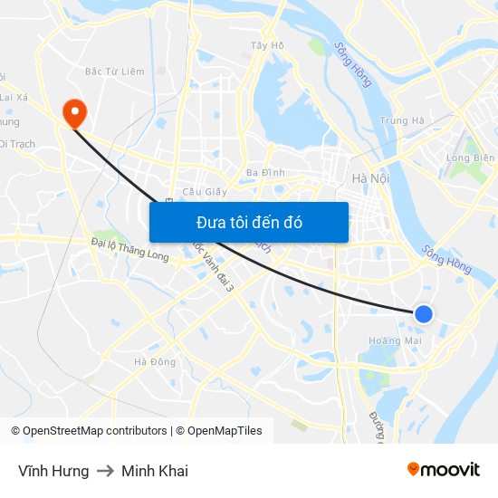 Vĩnh Hưng to Minh Khai map