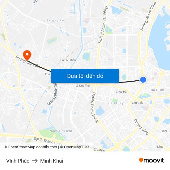 Vĩnh Phúc to Minh Khai map