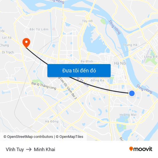 Vĩnh Tuy to Minh Khai map