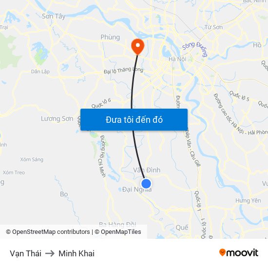 Vạn Thái to Minh Khai map