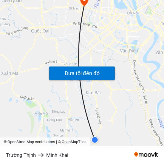 Trường Thịnh to Minh Khai map