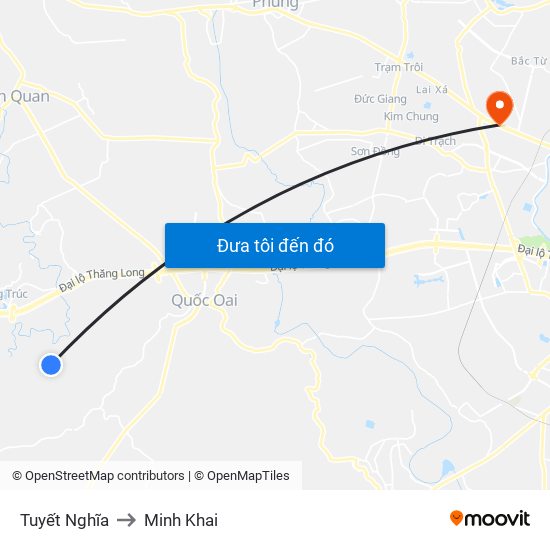 Tuyết Nghĩa to Minh Khai map