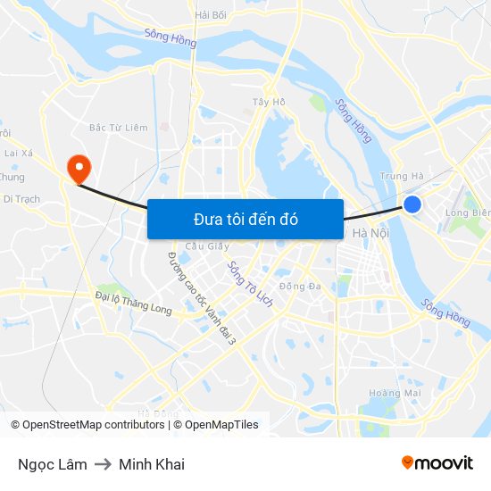 Ngọc Lâm to Minh Khai map