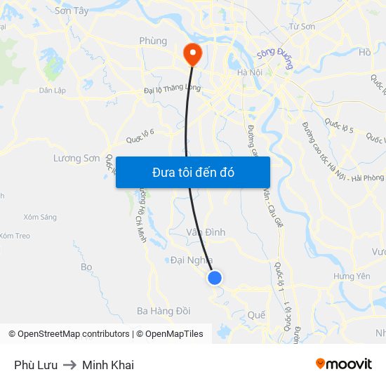 Phù Lưu to Minh Khai map