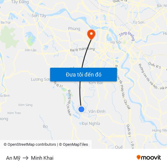 An Mỹ to Minh Khai map