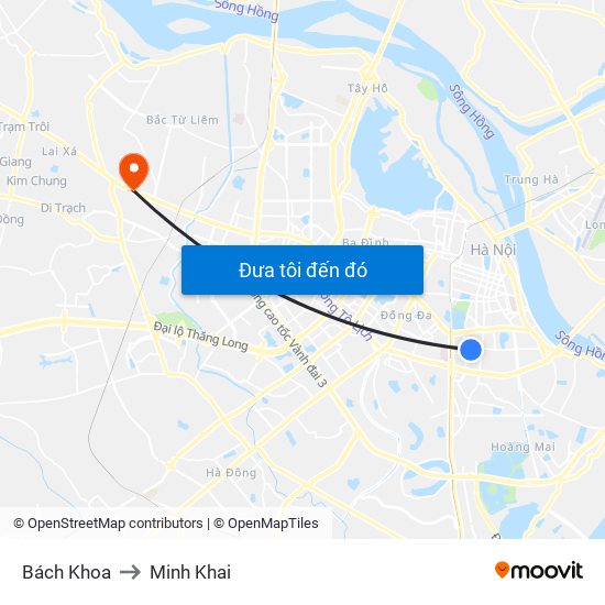 Bách Khoa to Minh Khai map