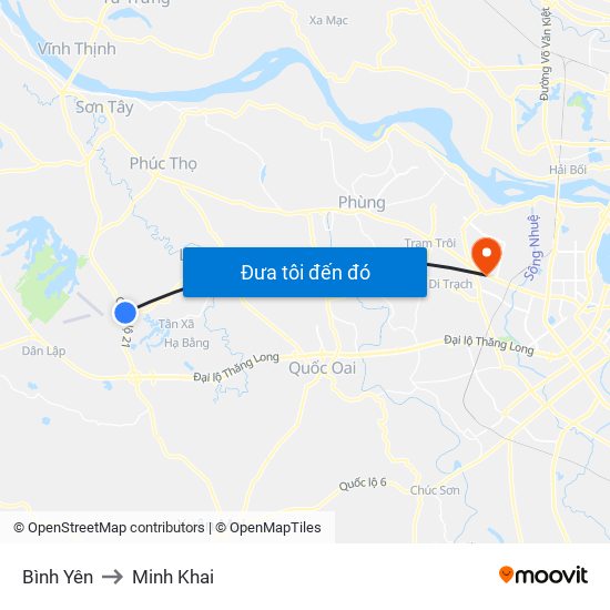 Bình Yên to Minh Khai map