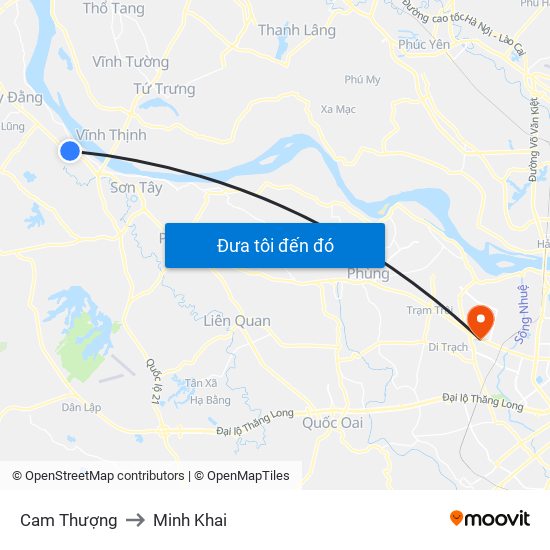 Cam Thượng to Minh Khai map