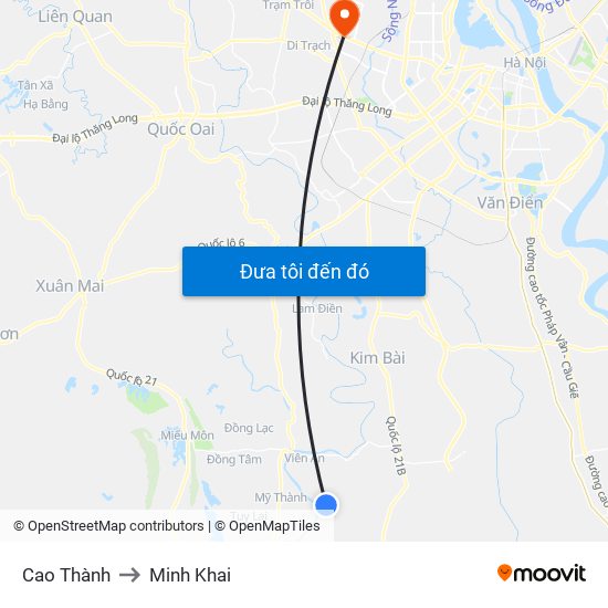 Cao Thành to Minh Khai map