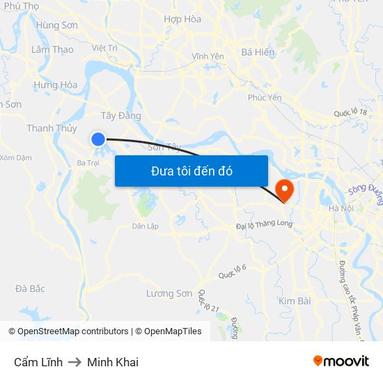 Cẩm Lĩnh to Minh Khai map