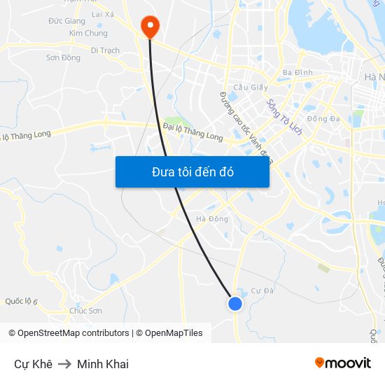 Cự Khê to Minh Khai map