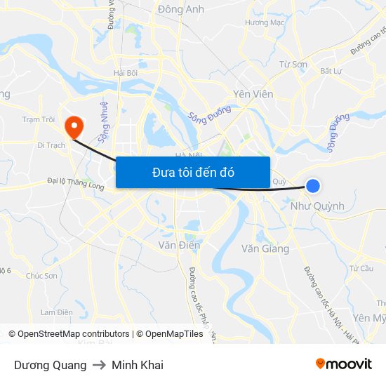Dương Quang to Minh Khai map