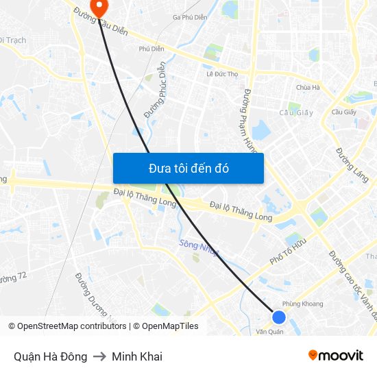 Quận Hà Đông to Minh Khai map