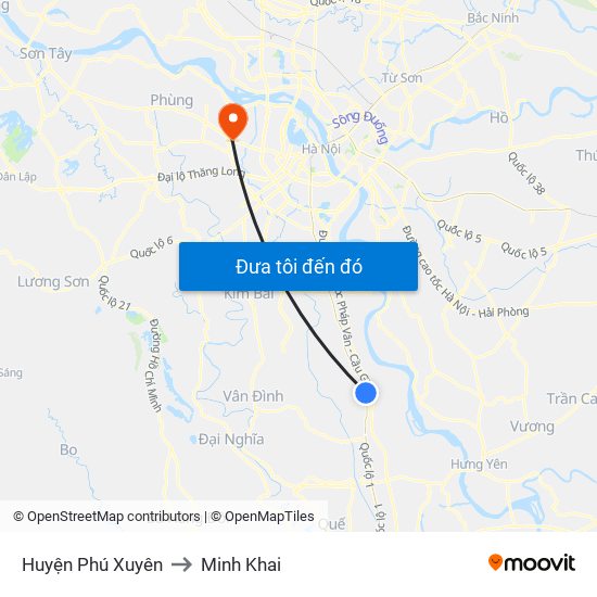 Huyện Phú Xuyên to Minh Khai map