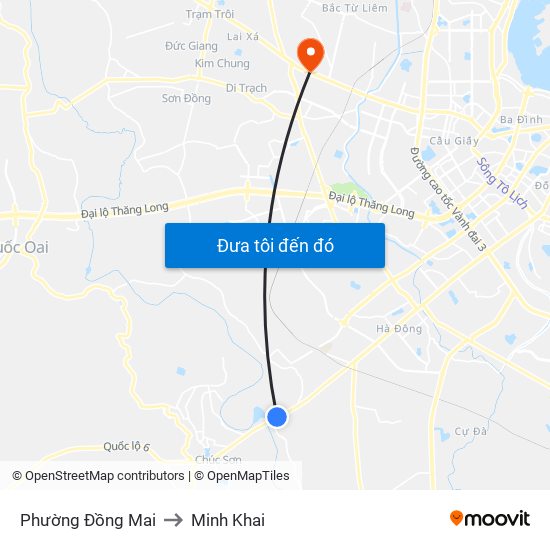 Phường Đồng Mai to Minh Khai map