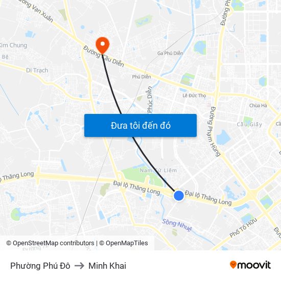 Phường Phú Đô to Minh Khai map