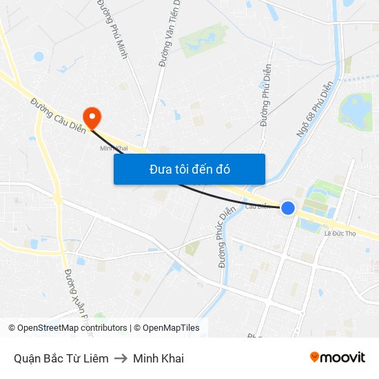 Quận Bắc Từ Liêm to Minh Khai map