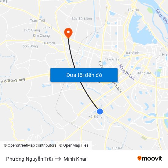 Phường Nguyễn Trãi to Minh Khai map