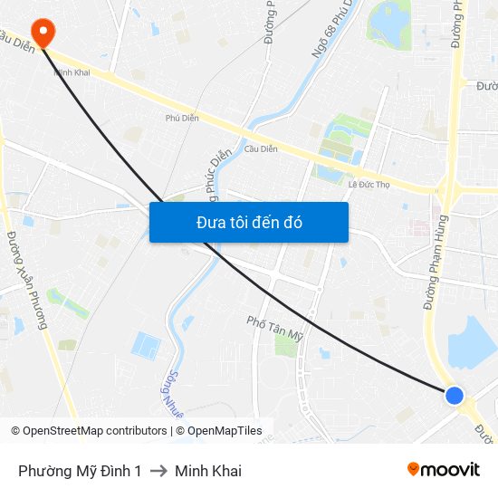 Phường Mỹ Đình 1 to Minh Khai map