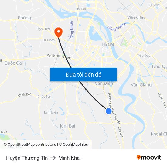 Huyện Thường Tín to Minh Khai map