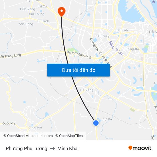 Phường Phú Lương to Minh Khai map