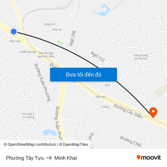 Phường Tây Tựu to Minh Khai map