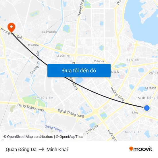 Quận Đống Đa to Minh Khai map