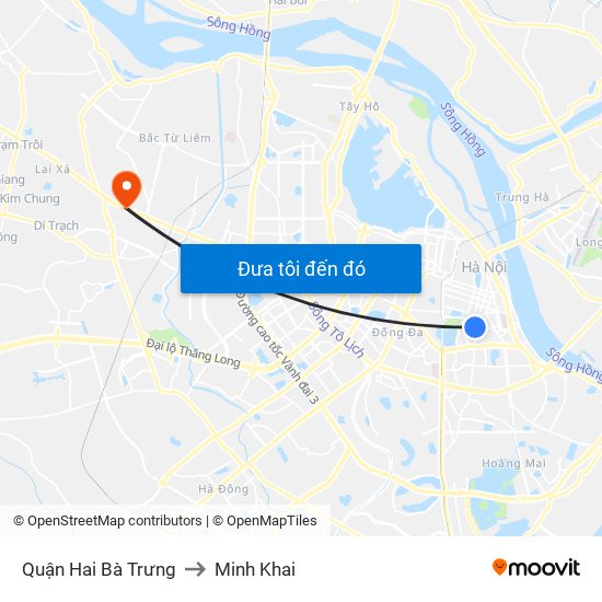 Quận Hai Bà Trưng to Minh Khai map