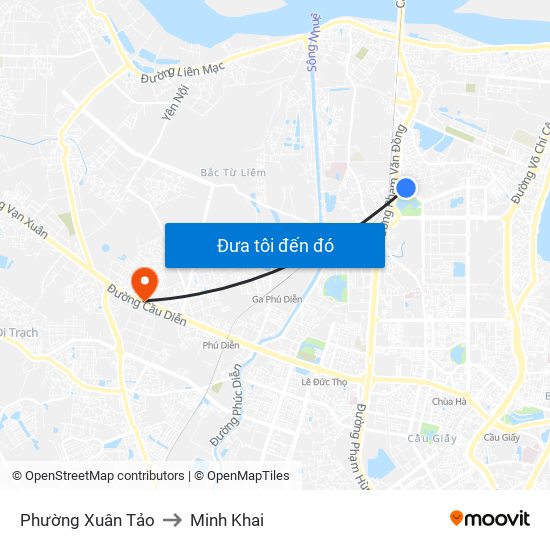 Phường Xuân Tảo to Minh Khai map