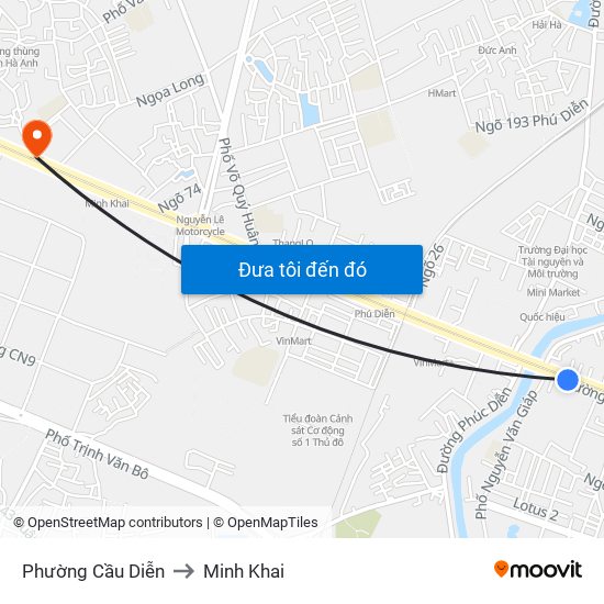 Phường Cầu Diễn to Minh Khai map