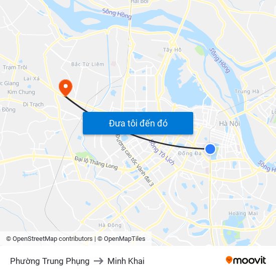 Phường Trung Phụng to Minh Khai map