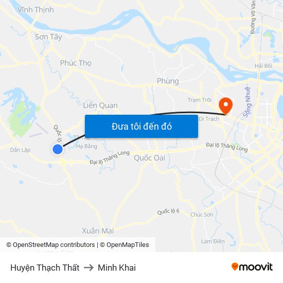 Huyện Thạch Thất to Minh Khai map