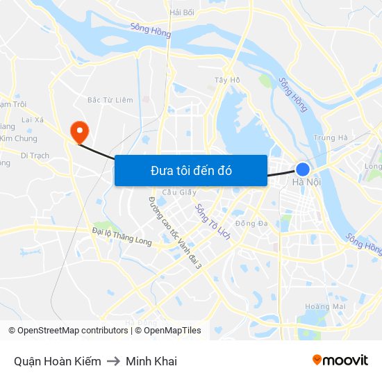 Quận Hoàn Kiếm to Minh Khai map