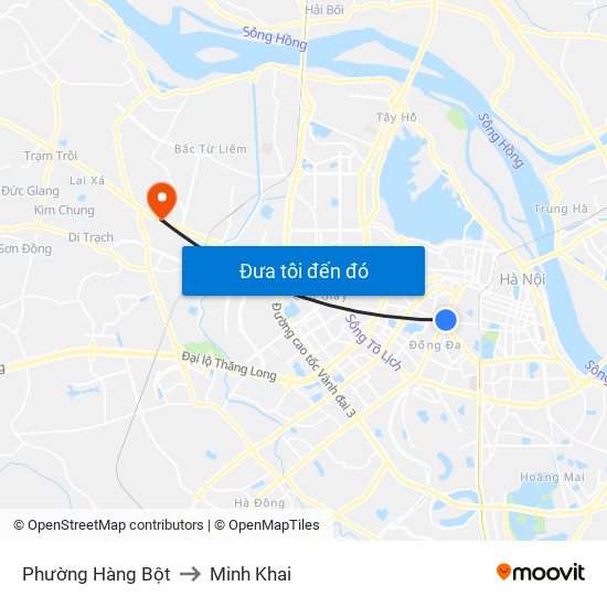 Phường Hàng Bột to Minh Khai map