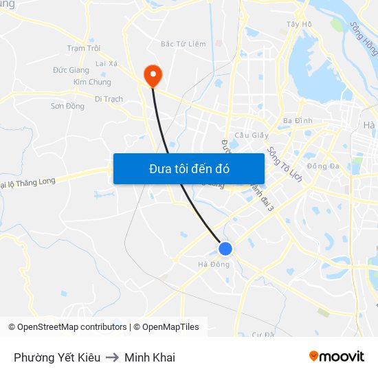 Phường Yết Kiêu to Minh Khai map