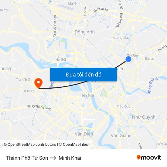 Thành Phố Từ Sơn to Minh Khai map