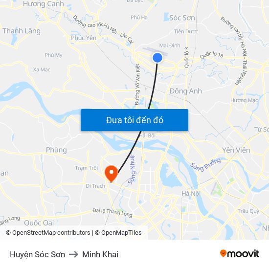 Huyện Sóc Sơn to Minh Khai map